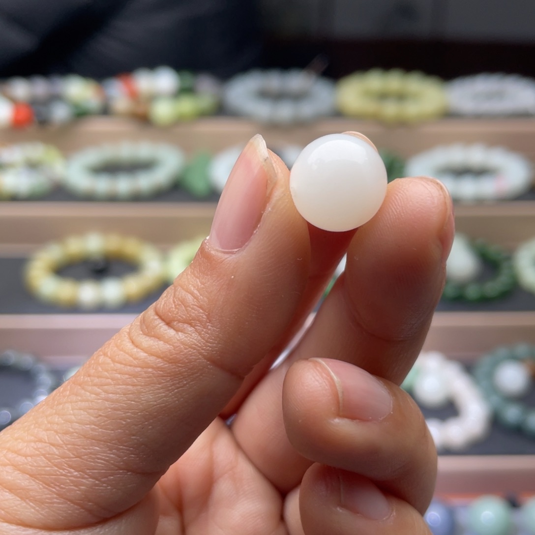 和田玉单珠12未镶嵌