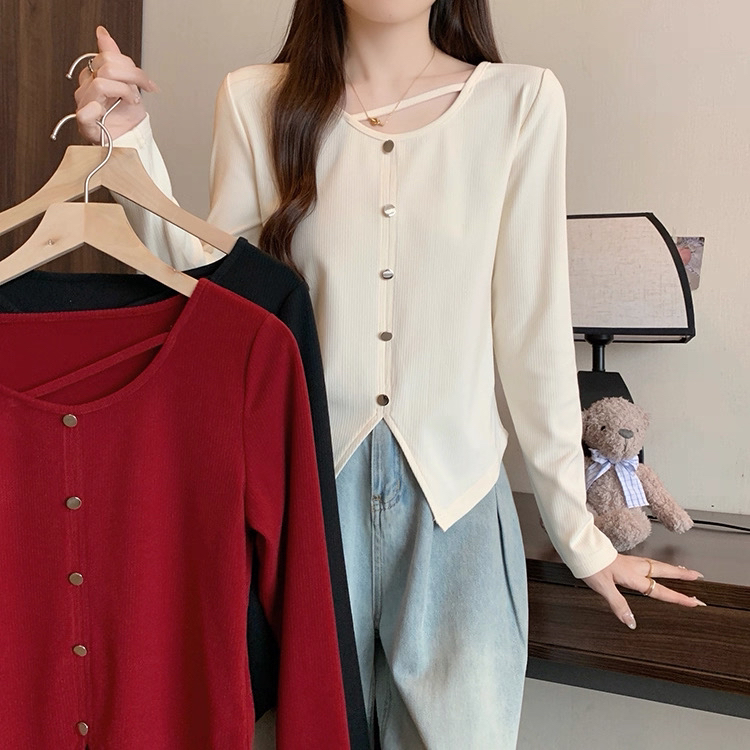 大码遮肉显瘦正肩长袖打底衫女秋冬季新款胖mm遮肚子不规则T恤