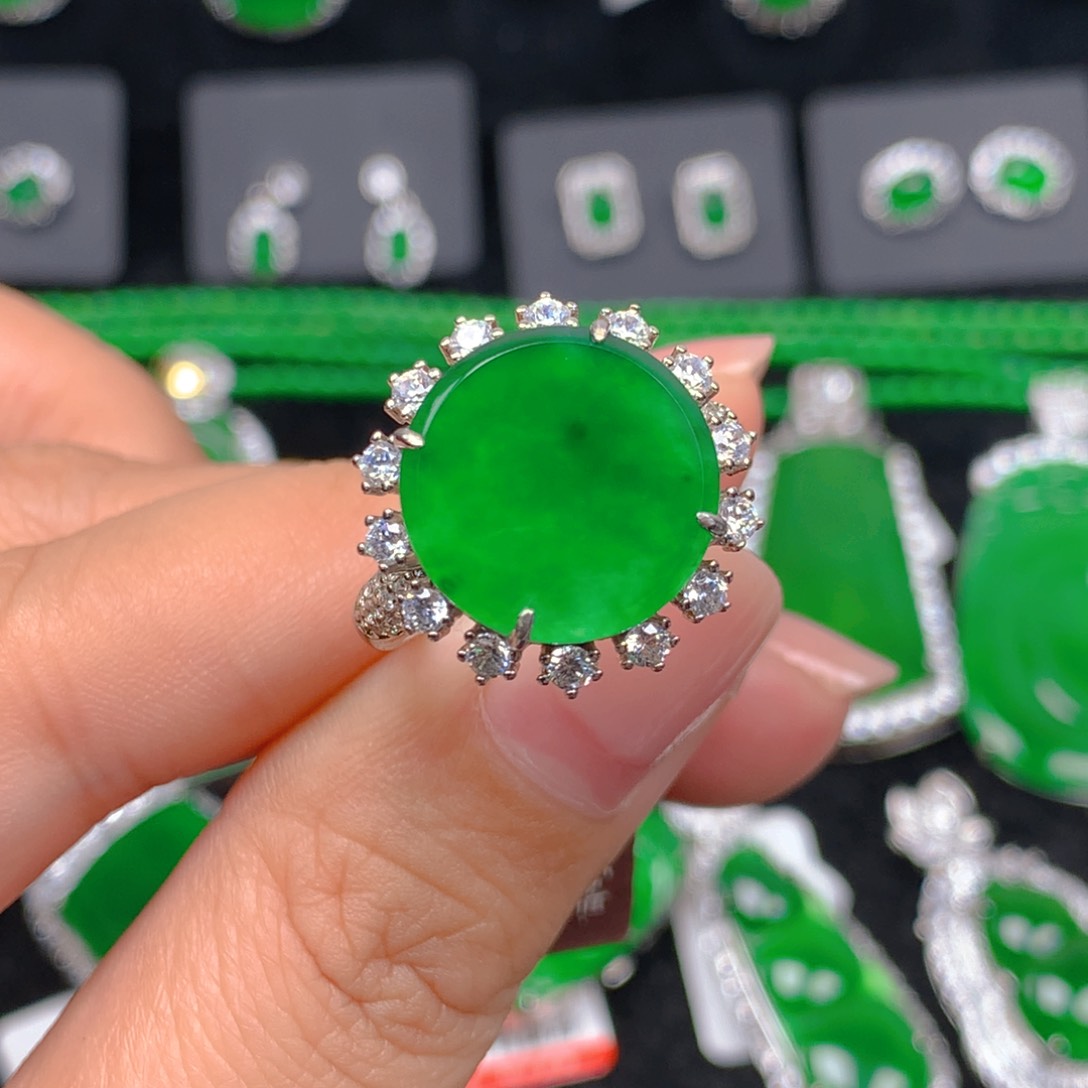 翡翠银S925镶嵌戒指翡翠