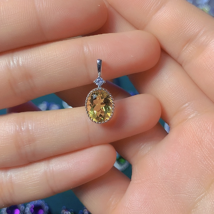 黄晶吊坠(不含链)银S925镶嵌