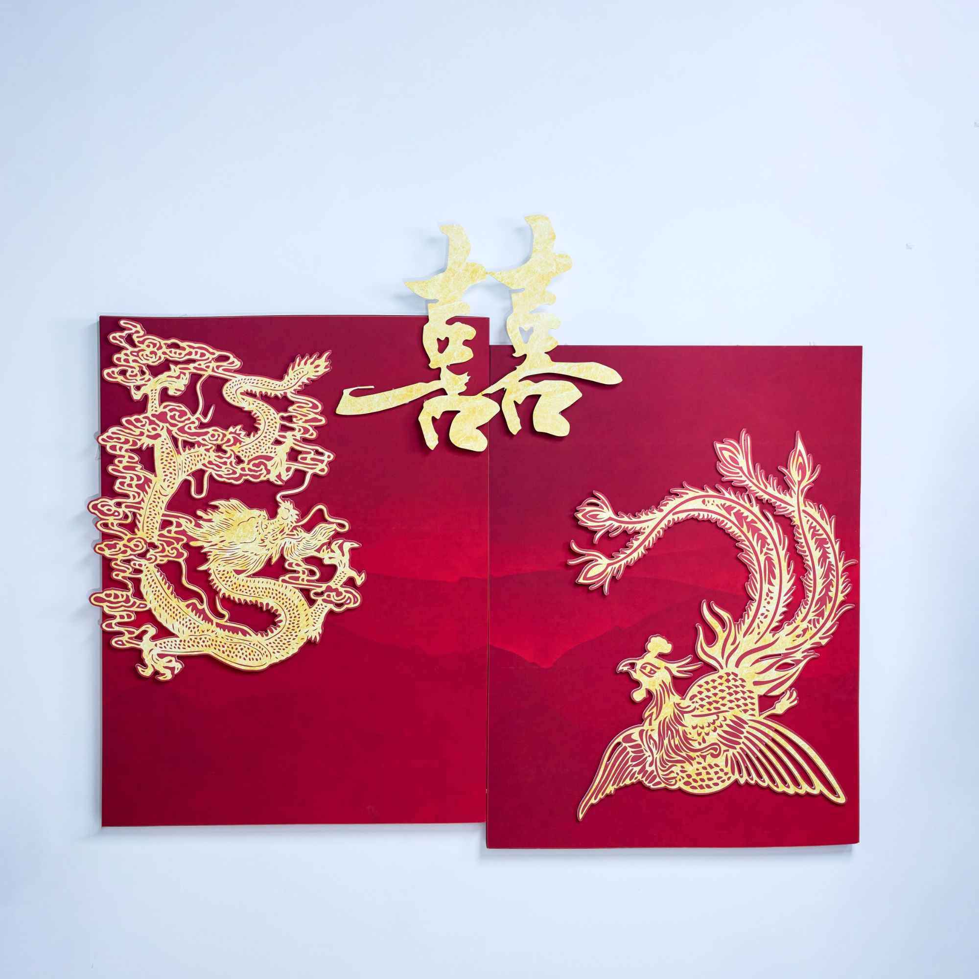 中国龙凤图腾婚庆时尚精致金属创意贴随意贴