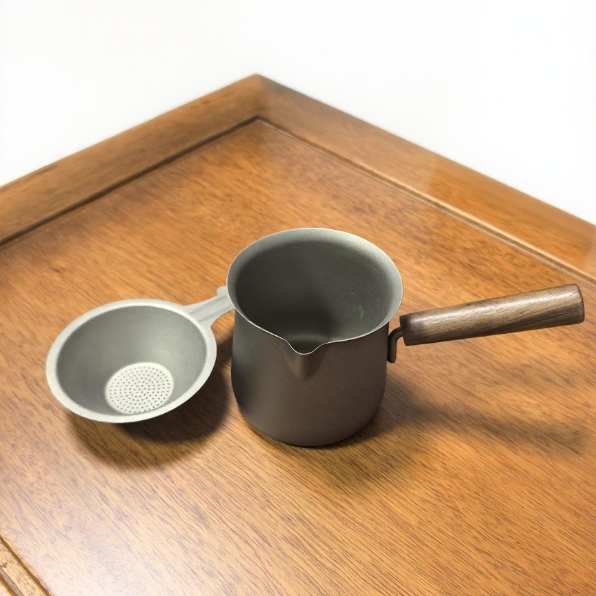 纯钛喷砂公道杯350ml+茶漏