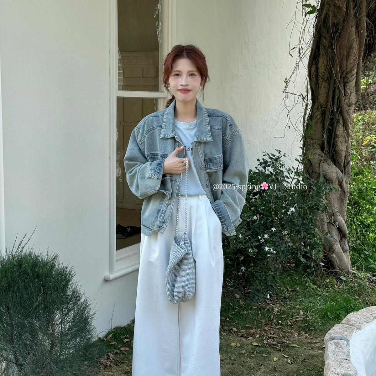 2025早春百搭神器韩风简约洗水爆款翻领牛仔外套气质长袖网红短款