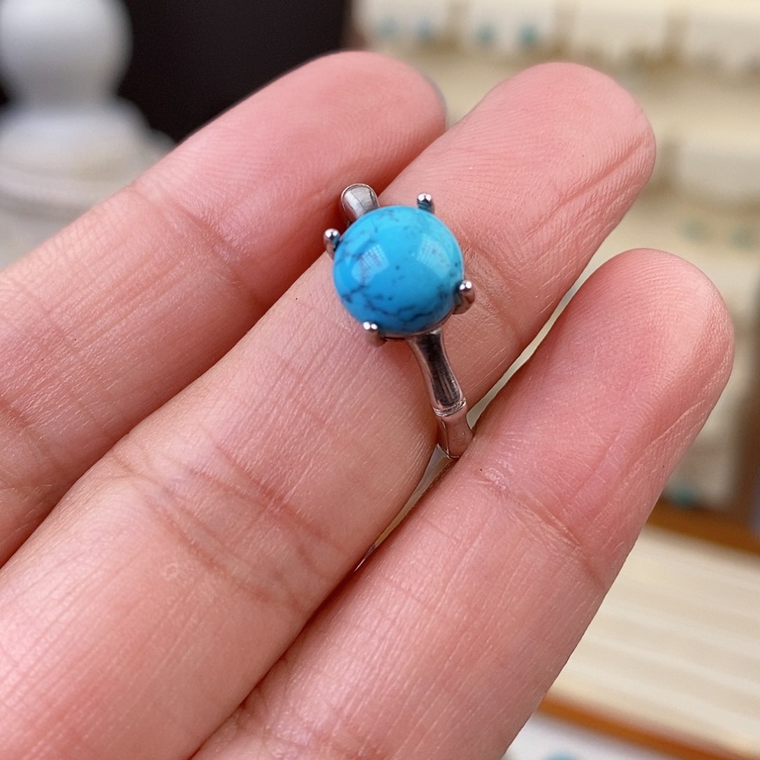 绿松石戒指银S925镶嵌