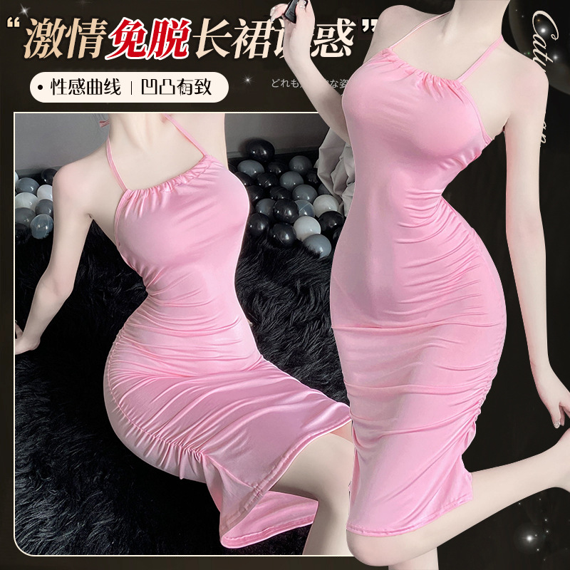 情晓夜趣内衣性感修身包臀免脱激情透视连衣裙纯欲睡衣套装8607