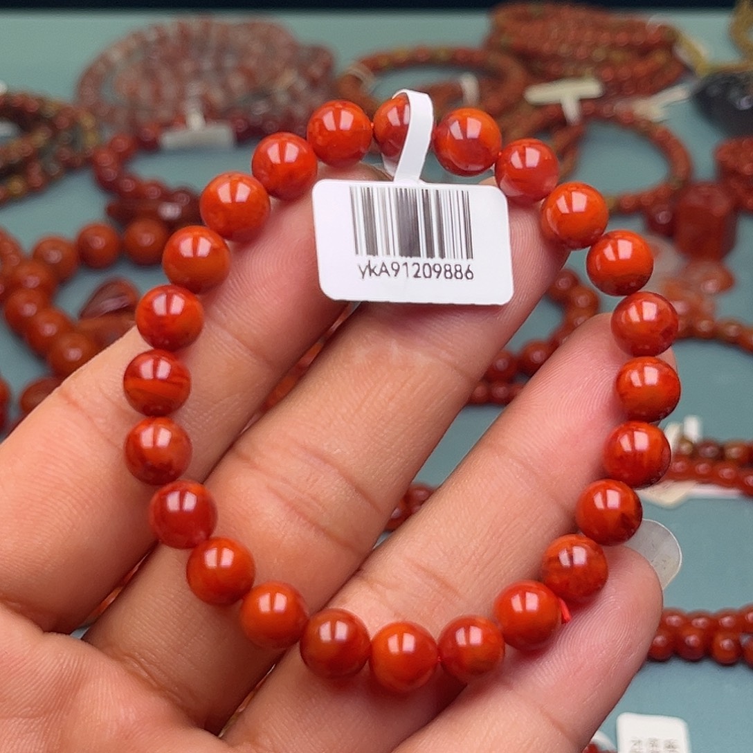 南红玛瑙未镶嵌手链牛血妖火焰卡8