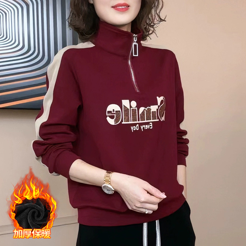 2025冬季新款加绒立领拉链洋气宽松遮肉休闲多色卫衣N7595