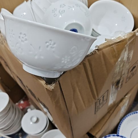 瓷玲珑白色6寸面碗5个微瑕疵