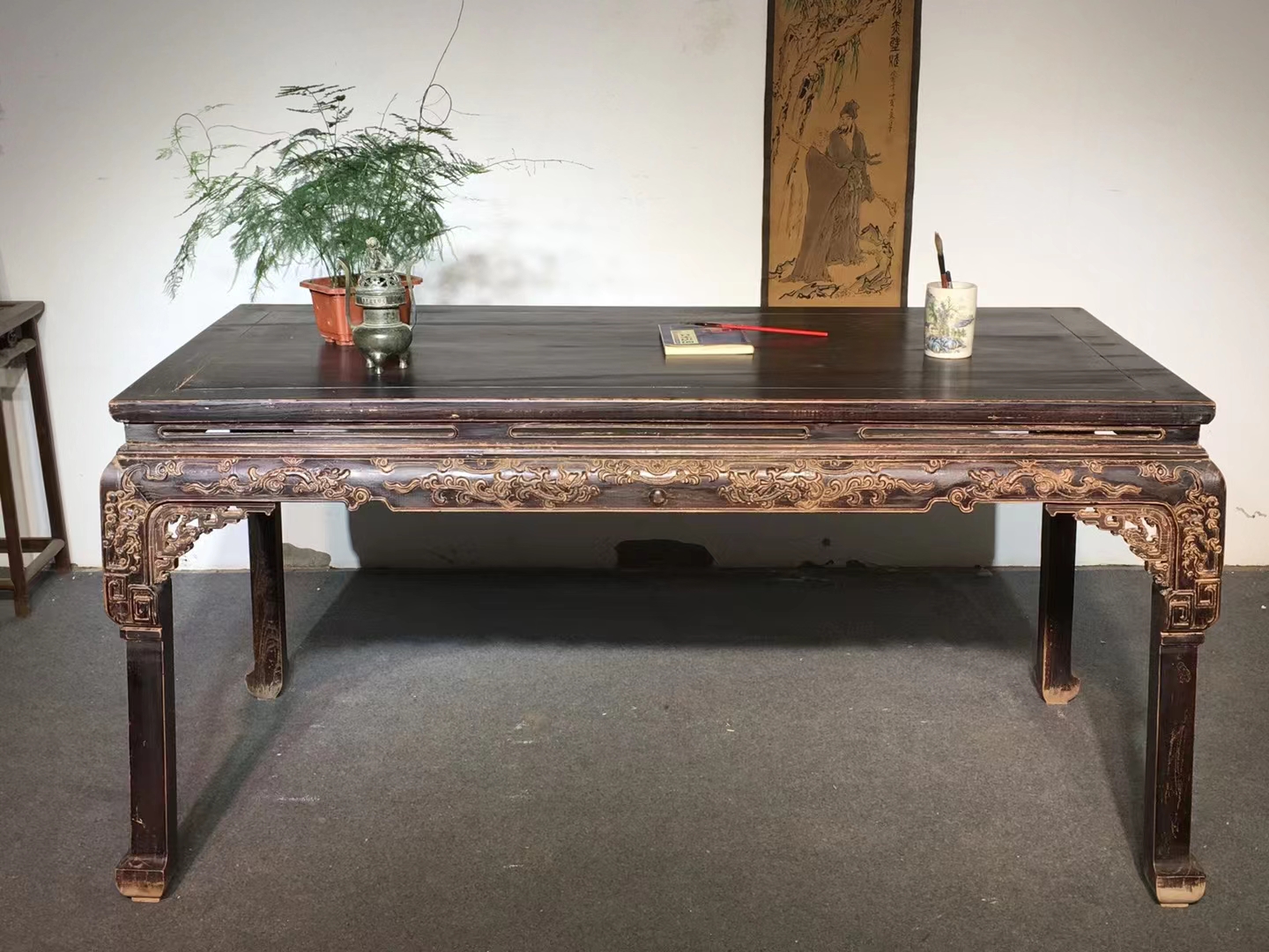 文房雕工画案，尺寸 长160宽80高81，空间陈设耐用