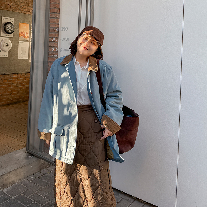 谷仓棉服/胖mm大码西部复古 轻工装户外风