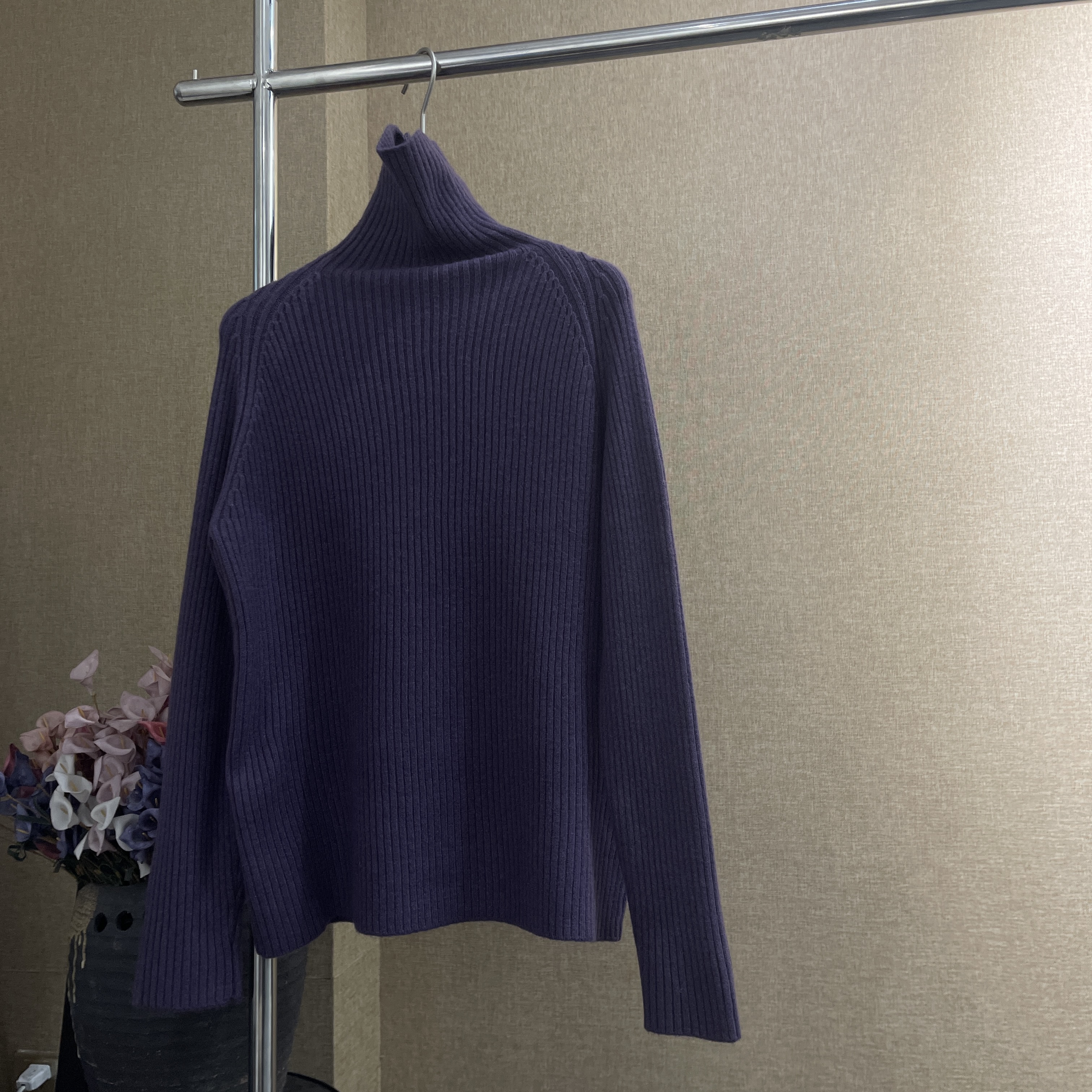 【新款全色】高领毛衣竖螺纹套头插间长袖毛衣修身显瘦型百搭上衣