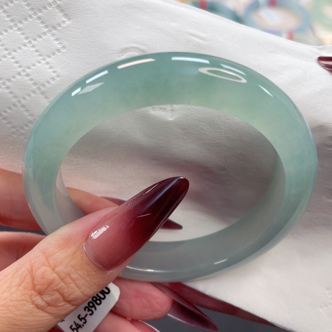 未镶嵌手镯翡翠18号54.5种老冰胶湖水蓝