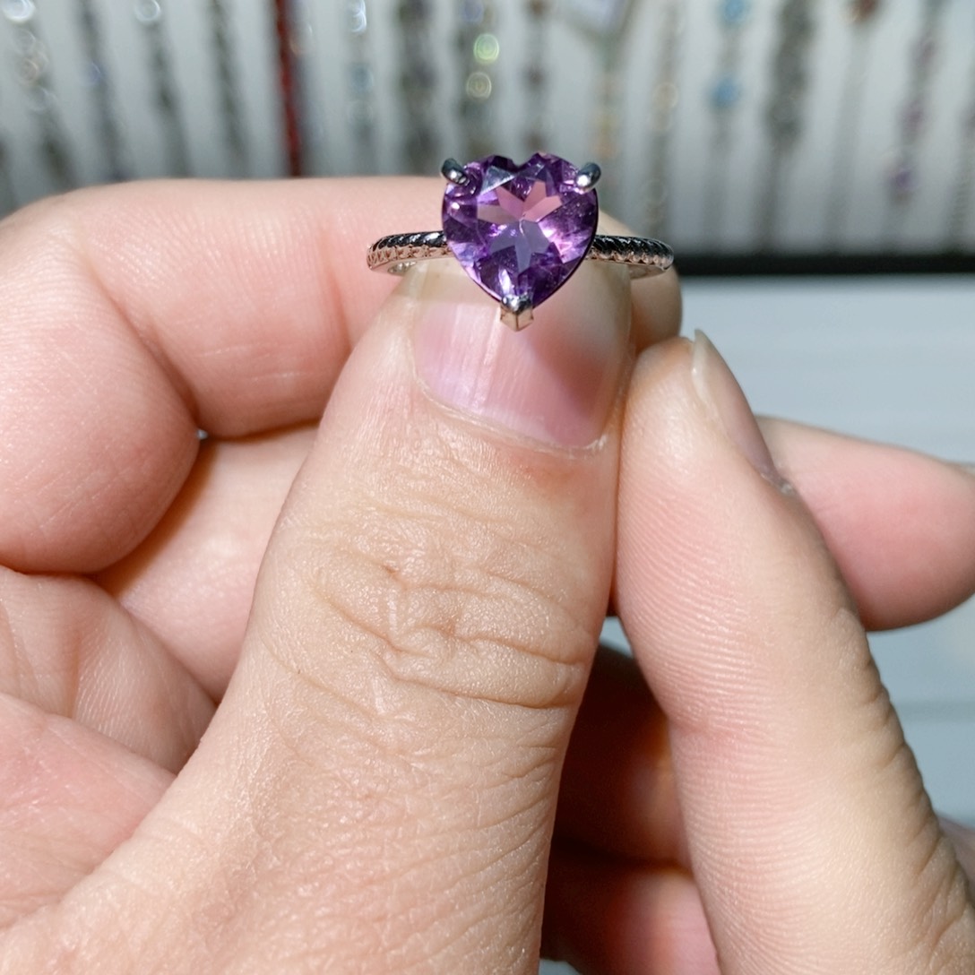 绿水晶戒指银S925镶嵌