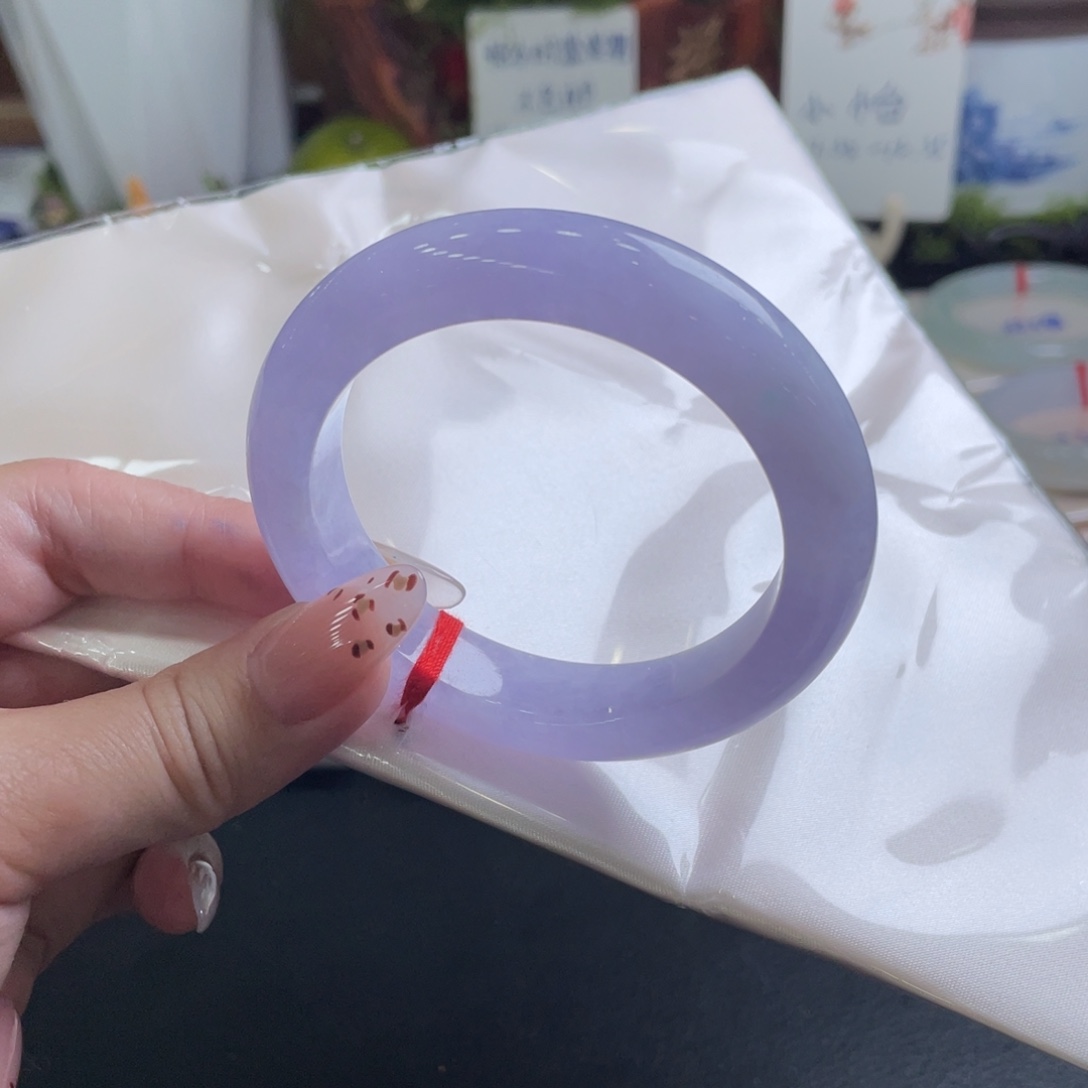 翡翠未镶嵌手镯53正 捡漏浓冰紫 有包容