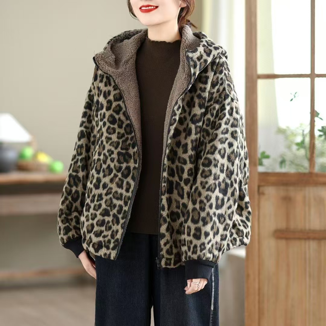 16009新款秋冬加绒双面穿休闲减龄宽松显瘦上衣棉服外套