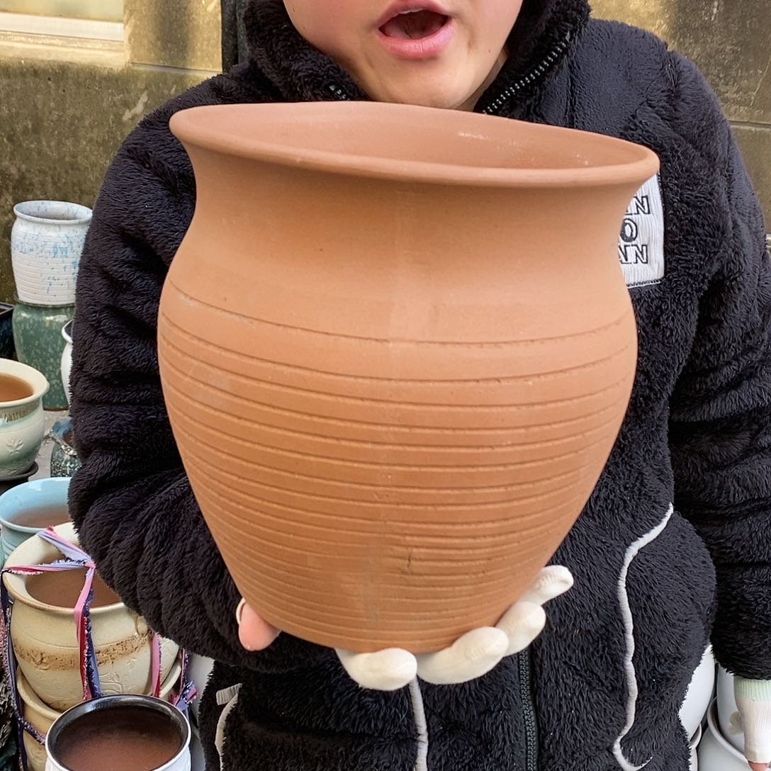 紫砂花盆瑕疵口21高23