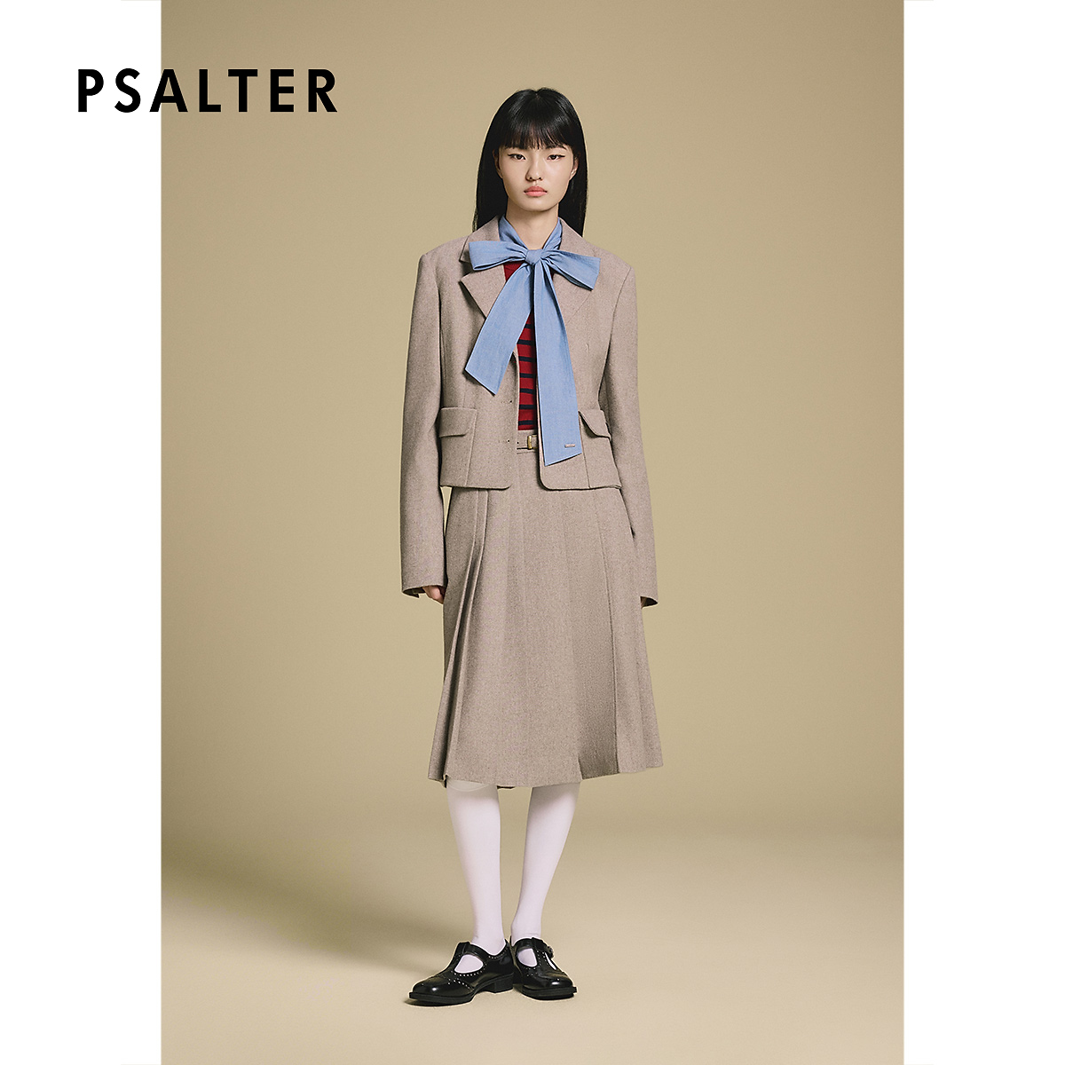 PSALTER诗篇驼色截短收腰羊毛正肩西装外套2025冬季新款
