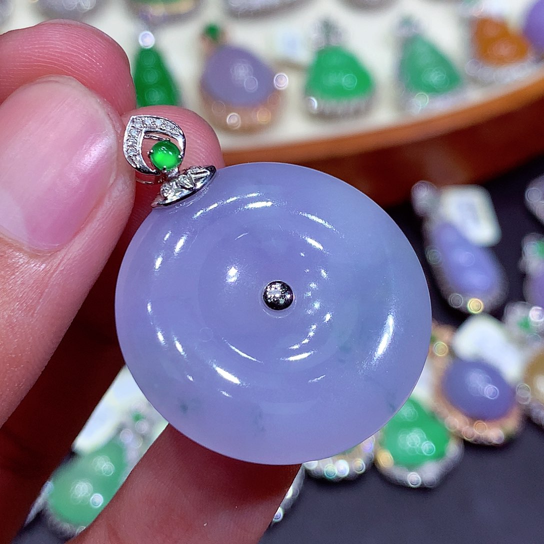 翡翠18K金镶嵌吊坠(不含链)