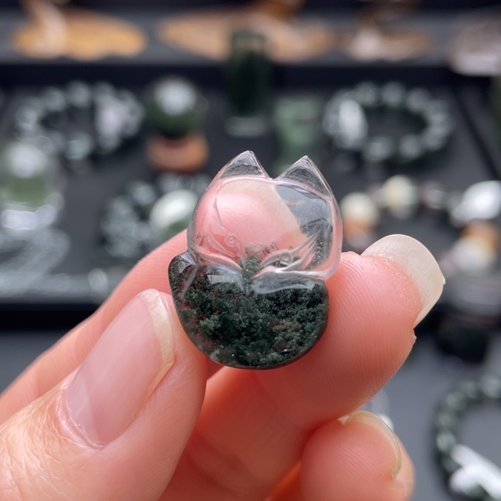 未镶嵌颈饰水晶绿幽灵聚宝盆吊坠