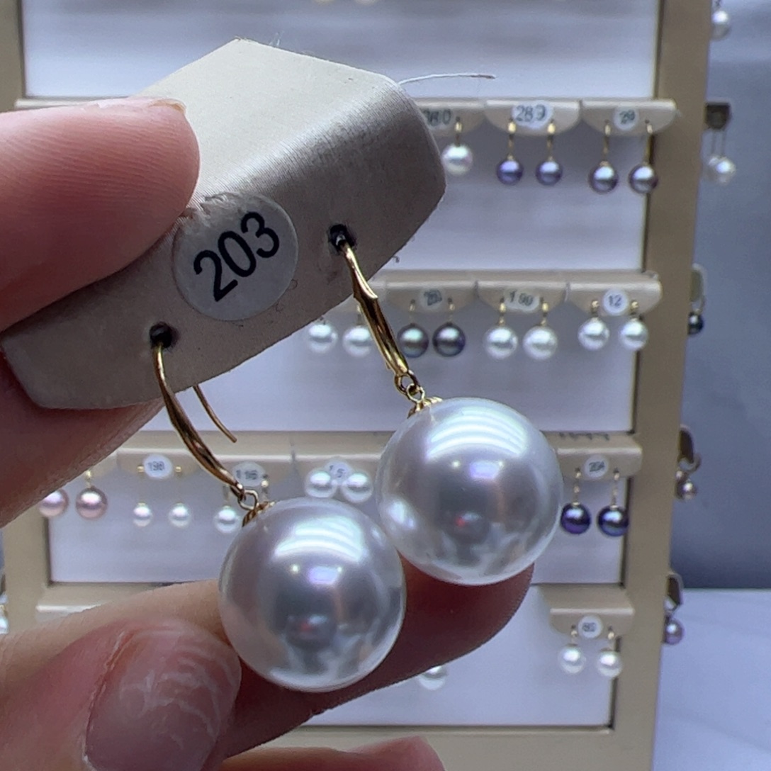 淡水珍珠耳饰18K金镶嵌