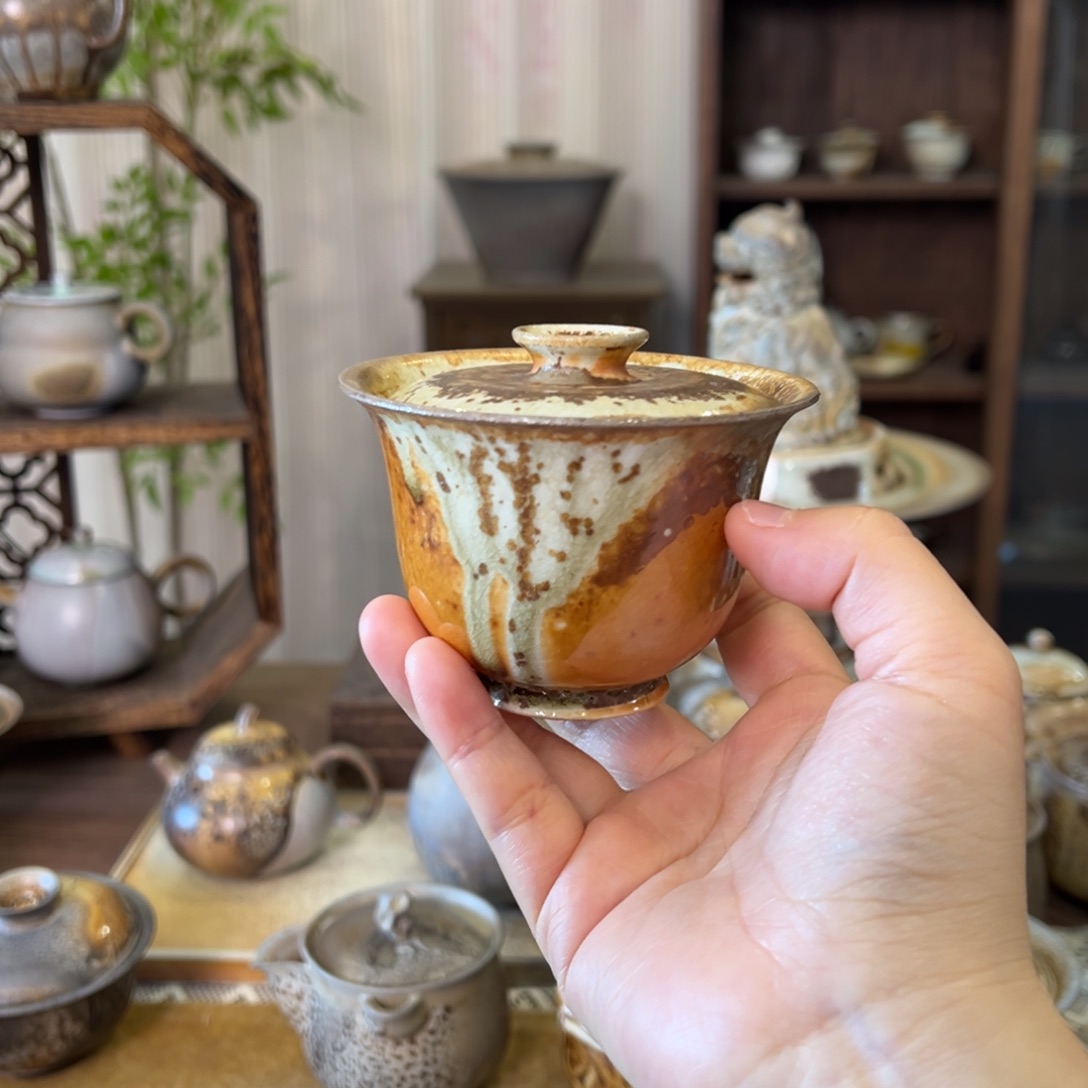 12中白盖碗福利柴烧
