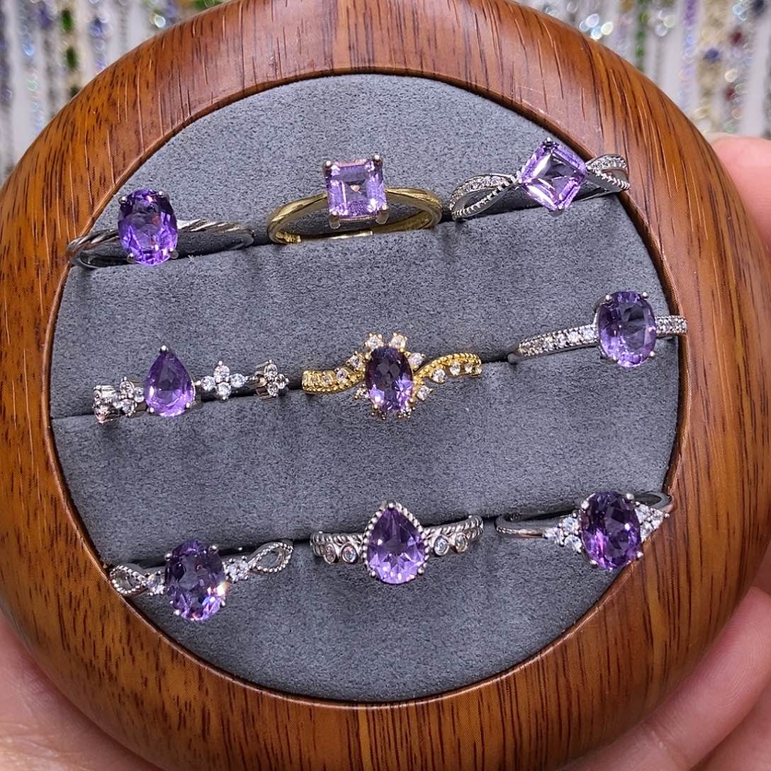 紫晶银S925镶嵌戒指任选一款告诉主播，给上车