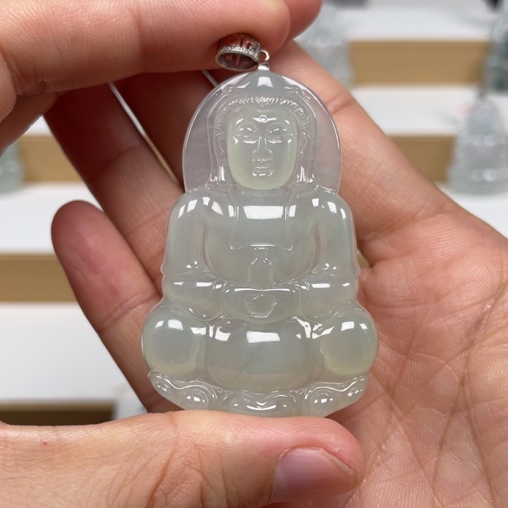 翡翠未镶嵌颈饰天然翡翠A货观音112号