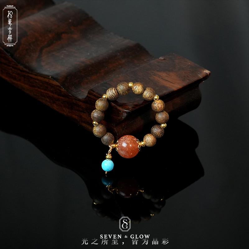 925银银制品 【印象吉祥】沉象+金太阳戒指（多样性发货）