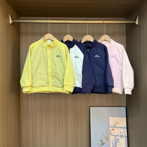 秋冬季轻薄儿童薄棉服中大童拼接外套休闲百搭男女童