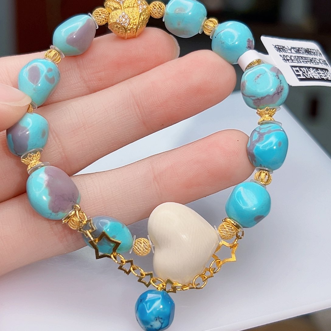 绿松石珠宝奇石18K金镶嵌