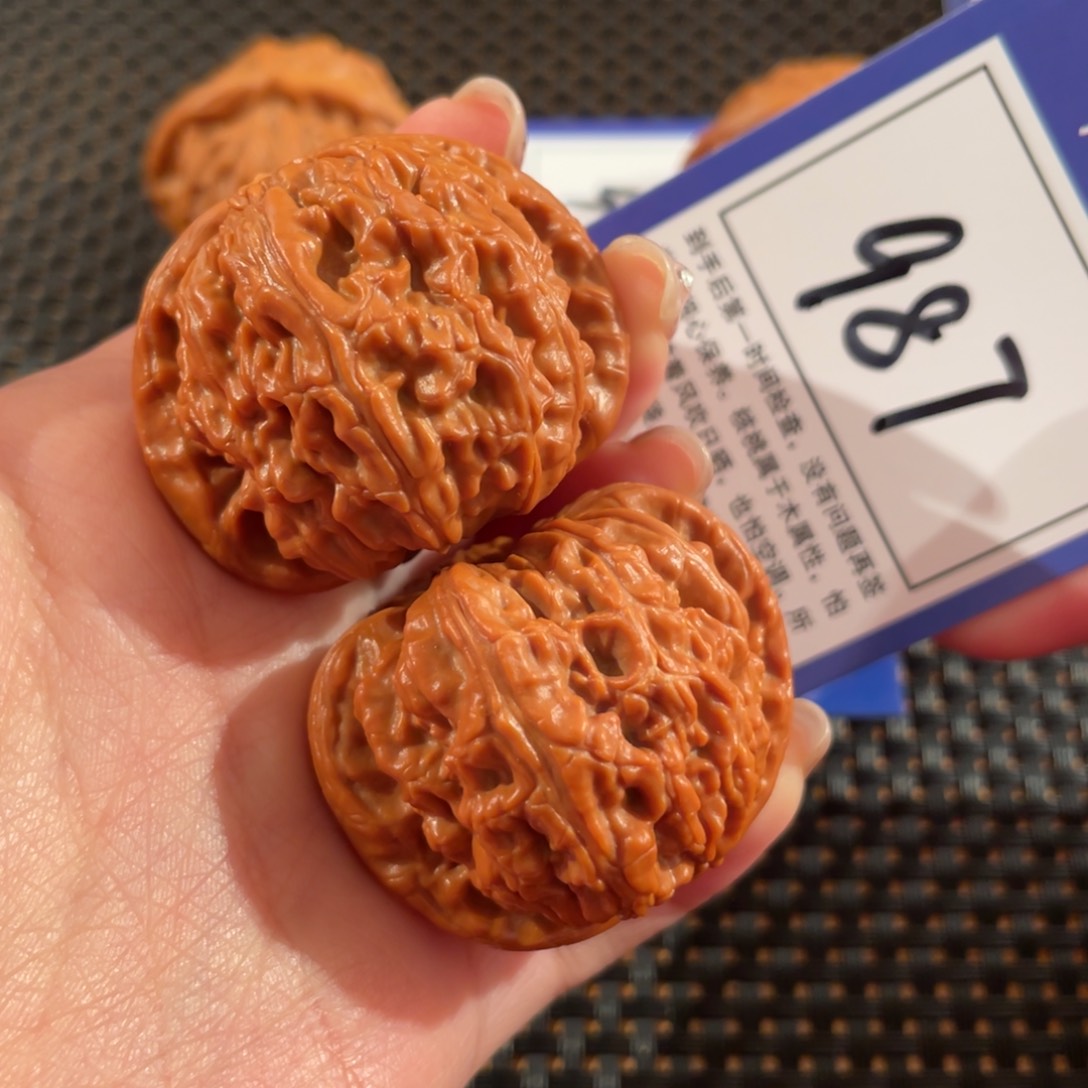 文玩核桃把件987号40尺白狮子