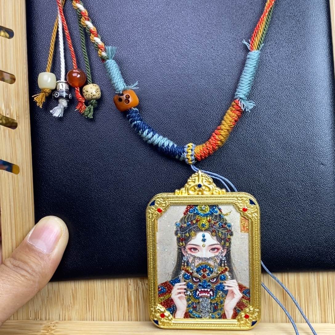 龙***猫吊坠手绘唐卡项链