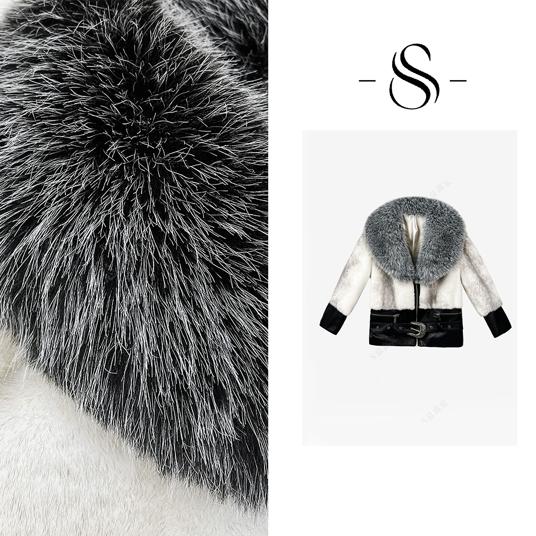 【莎总专属】冬季新款法式轻奢重工减龄时尚拼接气质短外套D0286