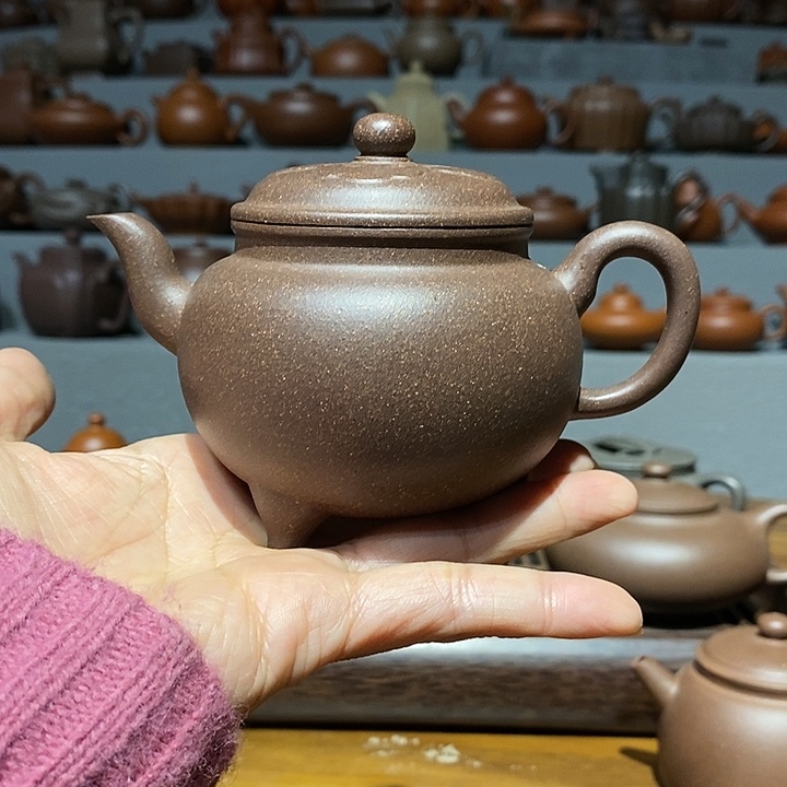 紫砂茶壶大彬三足如意