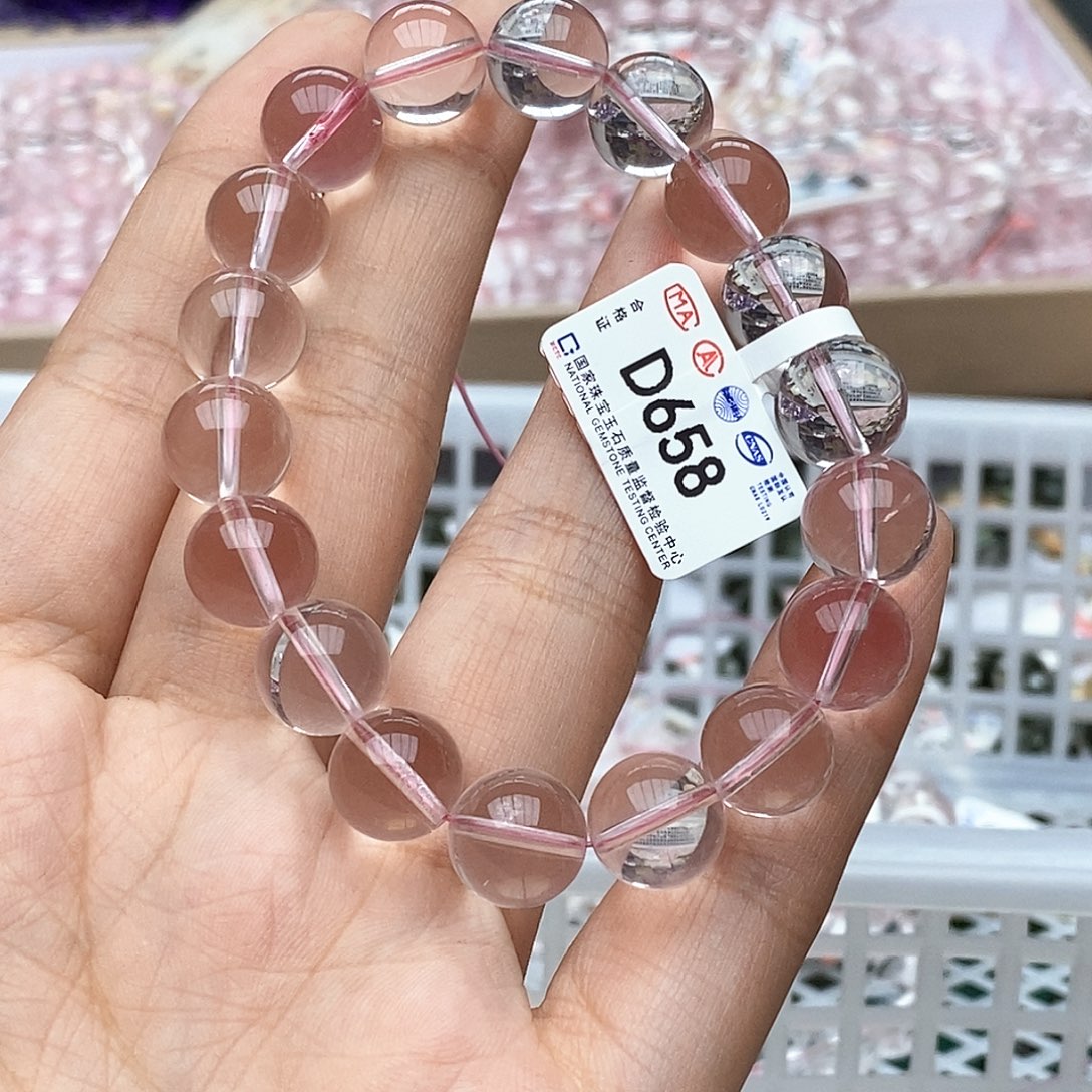 水晶手链未镶嵌祝****）D658粉水全净体