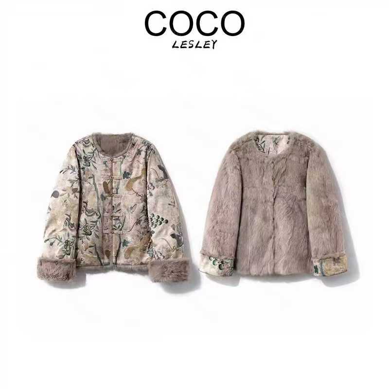 【COCO LESELY】轻奢桑蚕丝气质刺绣双面双穿外套 ——松鼠部落外套