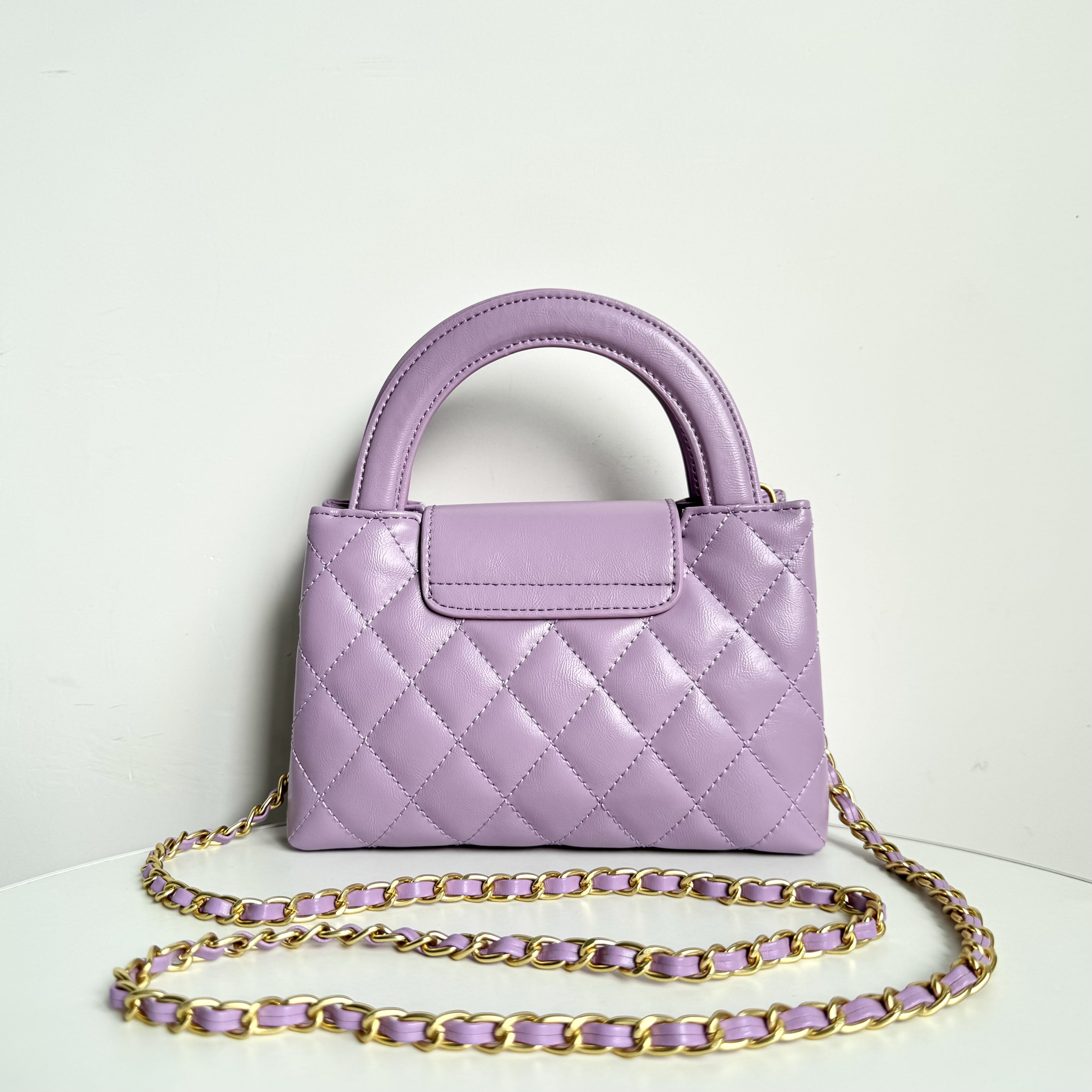 法式轻奢紫色手提斜挎链条包