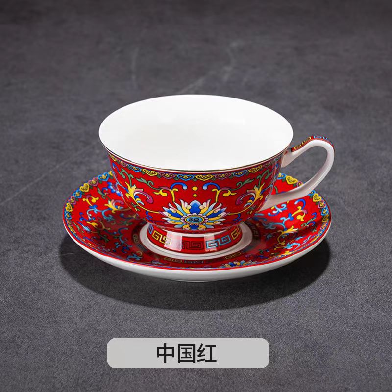 ZY-DP-A146中国红缠枝莲咖啡杯