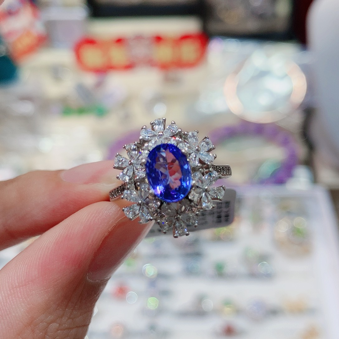 坦桑石戒指银S925镶嵌