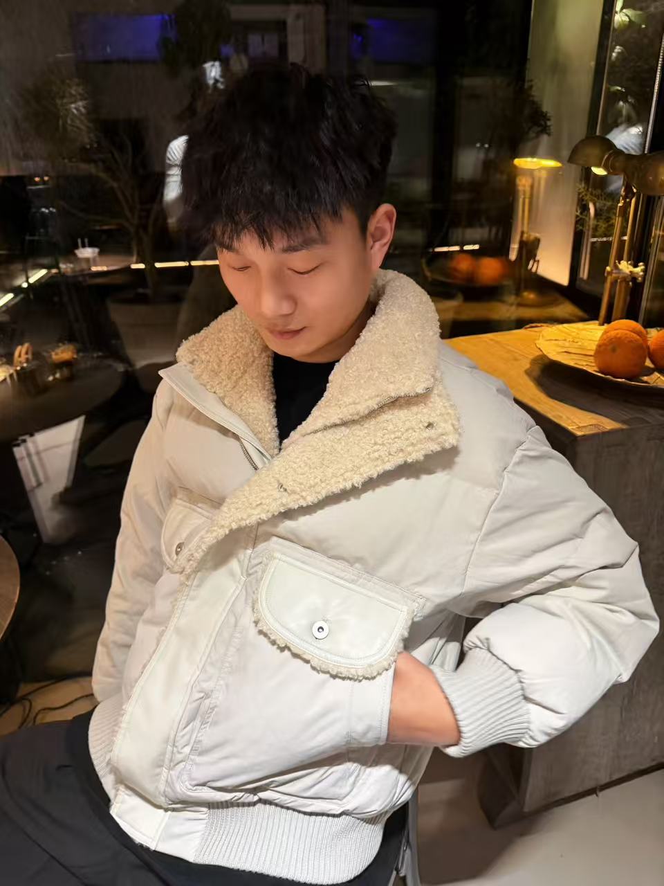 MOUNTAINSONG 立领羊羔毛轻量羽绒服