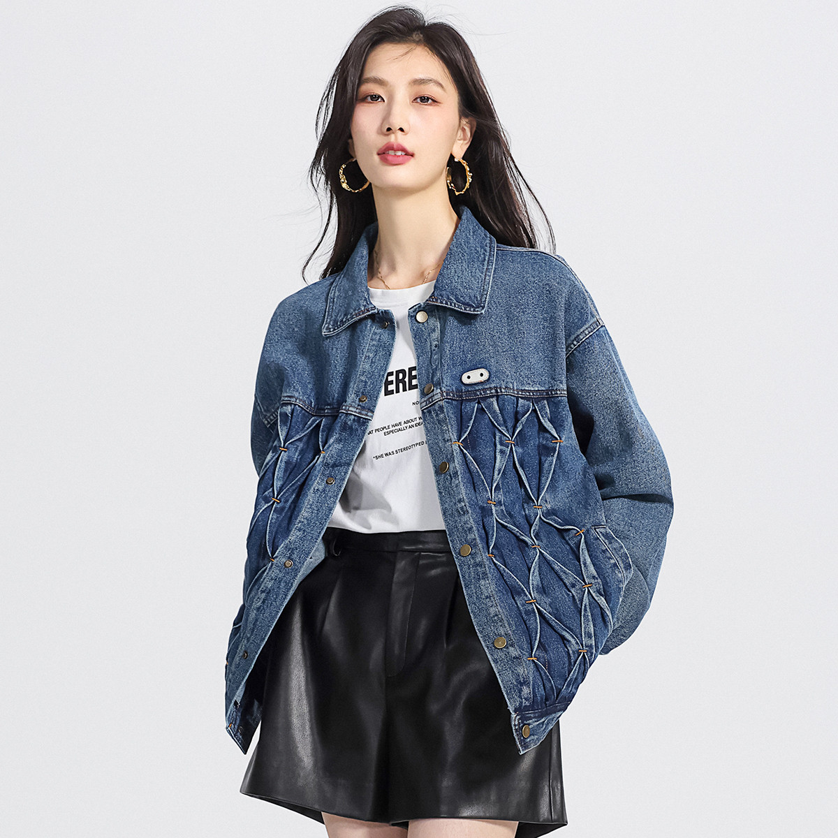 牛仔外套女高级感时尚外套女2025年春款纯棉polo牛仔衣