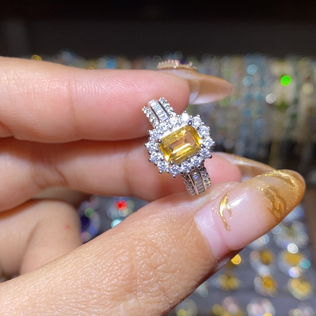 黄晶戒指银S925镶嵌46788
