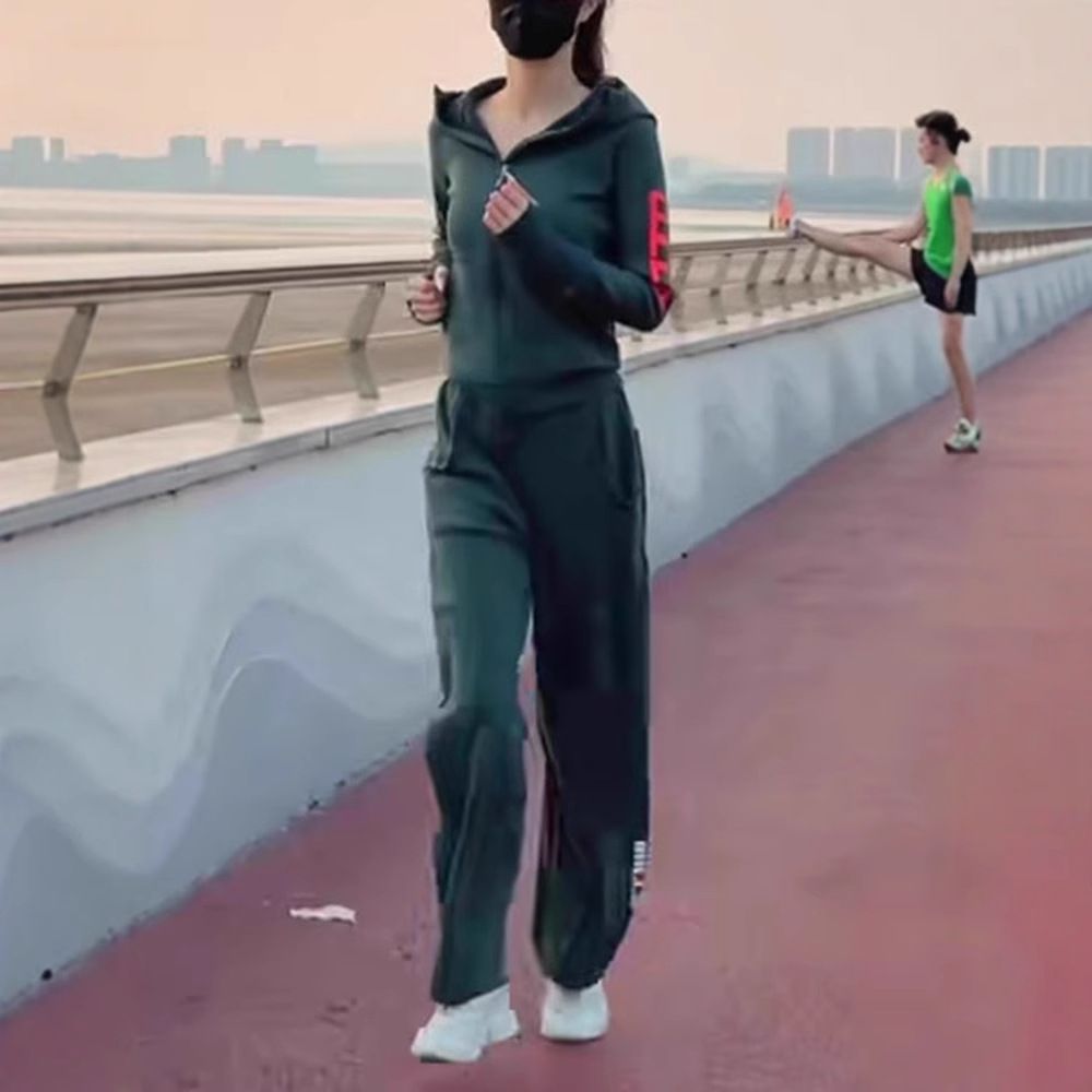 DouKox轻奢欧货休闲运动套装女春秋新款时尚洋气宽松跑步运动