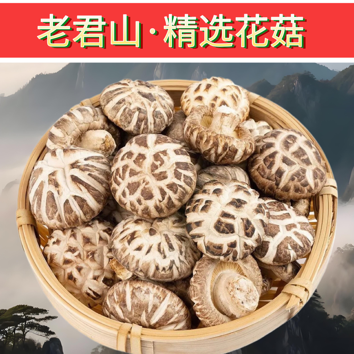 【老君山】花菇干货肉厚剪根深山农家特产菇香浓郁产地直发