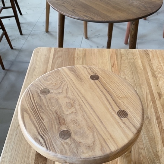 水曲柳木圆凳全新*2