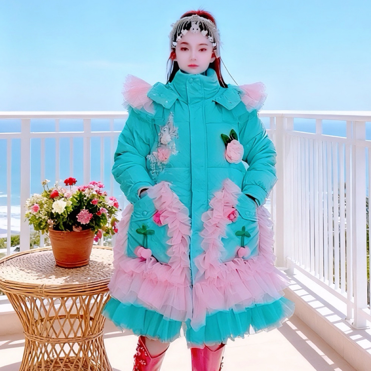 【面条仙仙】3718#冬季保暖甜美洋气连帽加厚棉服外套