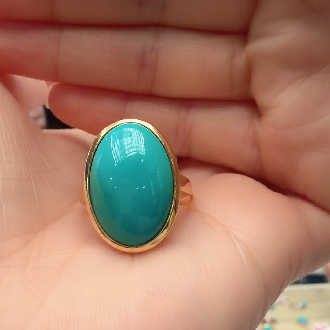 绿松石银S925镶嵌戒指