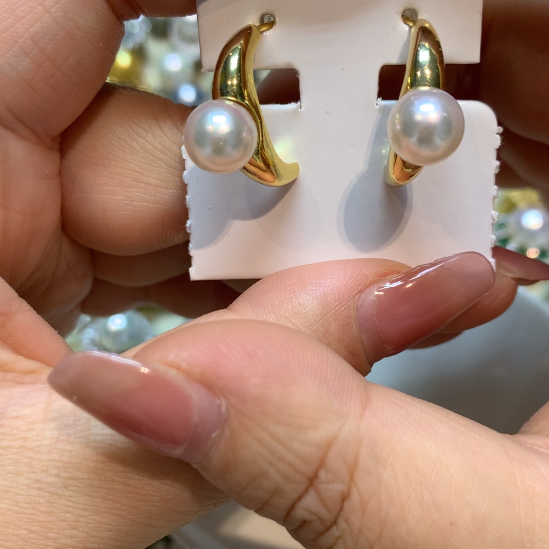 海水珍珠耳饰银S925镶嵌