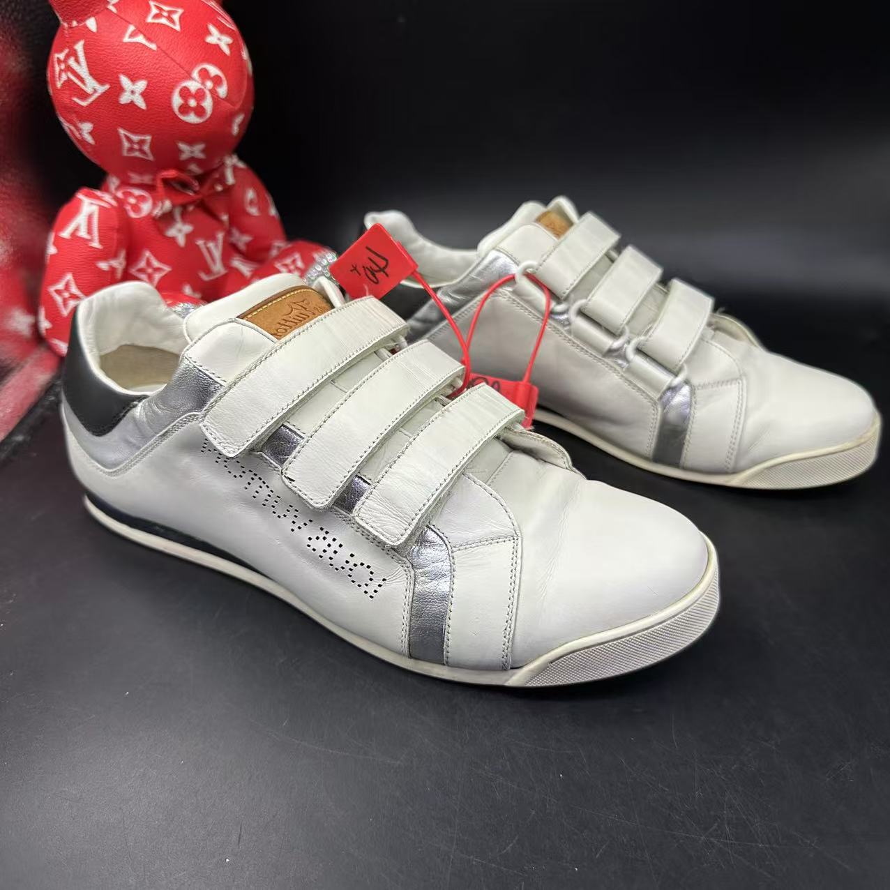 【147福利】古驰/GUCCI 40.5欧码 男士白色三魔术贴休闲百搭平底鞋