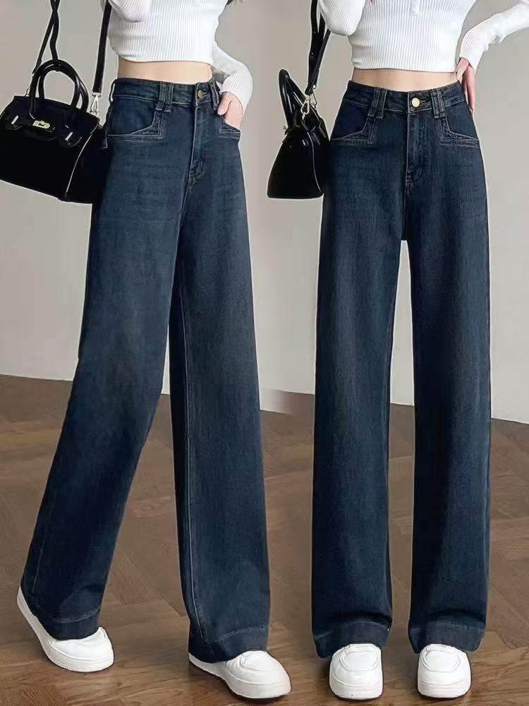 修身窄版直筒加绒加厚新款冬季显瘦牛仔休闲百搭